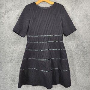 TAYLOR Women's Size 14 Black Short Sleeve Fit‎ & Flare Mini Dress Zip Closure